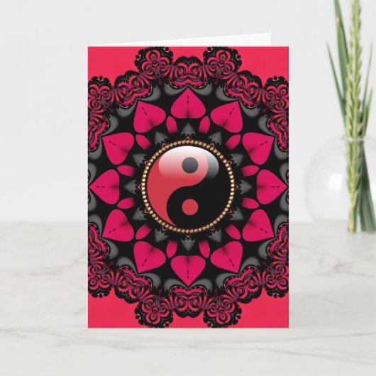 Carte Red Black YinYang Sunflower New Age Cards (Devant)