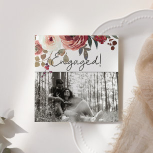 Carte Red Blush Floral Roses Ajouter Fiançailles photo