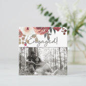 Carte Red Blush Floral Roses Ajouter Fiançailles photo (Debout devant)
