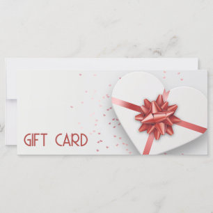Carte Red Bow Belle boîte à cadeaux Coeur blanc
