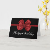 Carte Red Bow Design sur Black Happy Birthday Card (Fleur jaune)