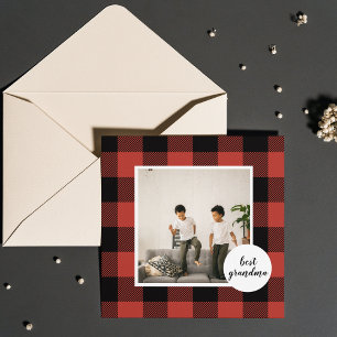 Carte Red Buffalo Plaid Meilleur Cadeau Grand-Mère Avec 