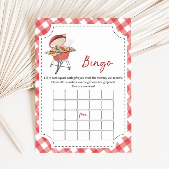 Carte Red Burger BBQ Baby Shower Bingo Game (Burger BBQ Baby Shower Game)