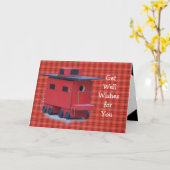 Carte Red Caboose sur Red Plaid - personnaliser toute oc (Fleur jaune)