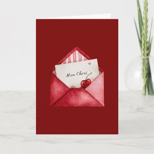Carte Red Cherry Heart Envelope Valentine's Day (Devant)