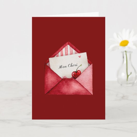 Carte Red Cherry Heart Envelope Valentine's Day (Petite plante)