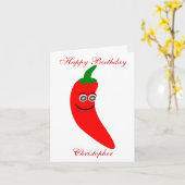Carte Red Chili Pepper Anniversaire personnalisé (Fleur jaune)