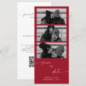 Carte Red Collage B/W Photo Long Wedding Enregistrer la  (Devant / Derrière)