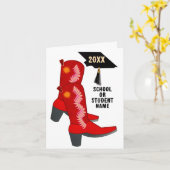 Carte Red Cowboy Boots Graduation (Fleur jaune)