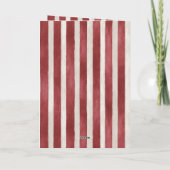 Carte Red Cream Stripes Gold Merry Christmas Tree (Dos)