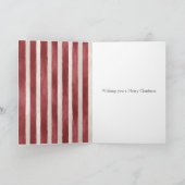 Carte Red Cream Stripes Gold Merry Christmas Tree (Intérieur)
