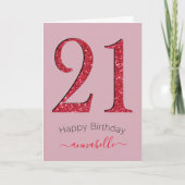 Carte Red & Damask Rose 21 Anniversaire (Devant)