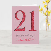 Carte Red & Damask Rose 21 Anniversaire (Fleur jaune)