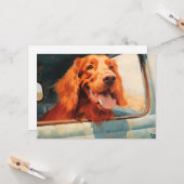 Carte Red Dog in Classic Truck Window Art Print (Devant/Arrière en situation)