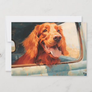 Carte Red Dog in Classic Truck Window Art Print