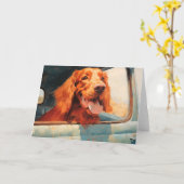 Carte Red Dog in Classic Truck Window Art Print (Fleur jaune)