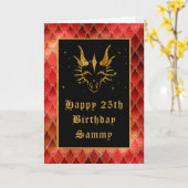 Carte Red Dragon Scales Faux Parties scintillant Joyeux  (Fleur jaune)