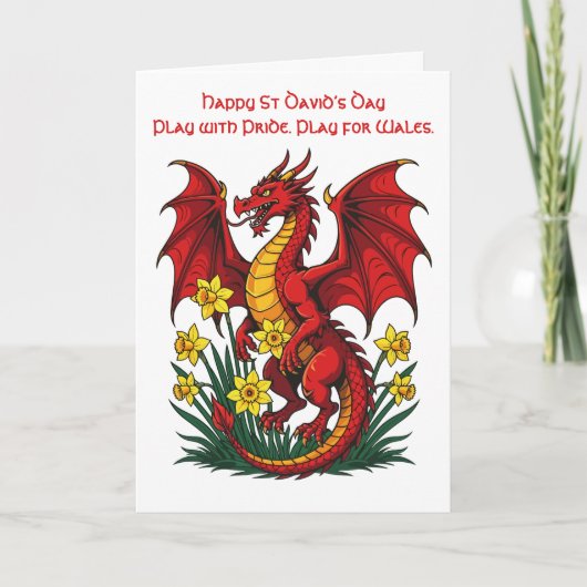 Carte Red Dragon Stood Amongst Daffodils (Devant)