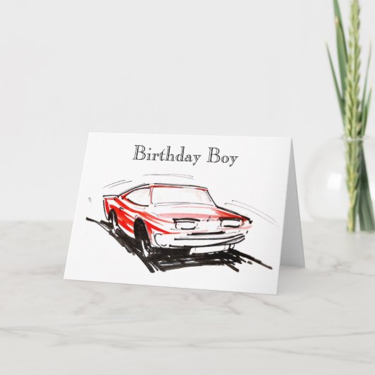 Carte Red Fast Car Birthday Boy Card (Devant)