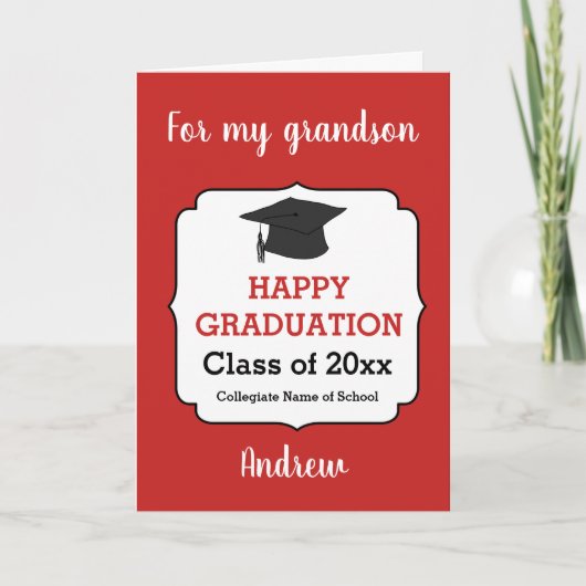 Carte Red Félicitations Grandson Graduation (Devant)