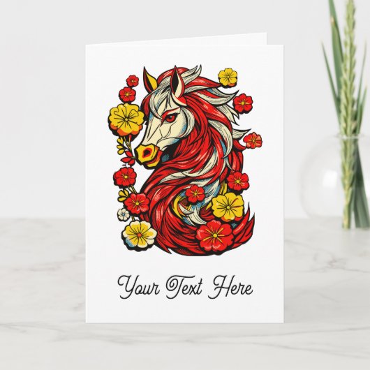 Carte Red Fire Horse – Chinese Zodiac 2026 (Devant)