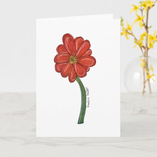 Carte Red Flower Blank (Fleur jaune)