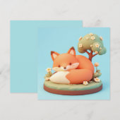 Carte Red Fox 3D Clay Style Floral Tree Postcard (Devant / Derrière)