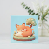 Carte Red Fox 3D Clay Style Floral Tree Postcard (Debout devant)
