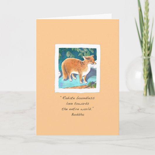 Carte Red Fox sur Pale Apricot Penser à vous (Devant)