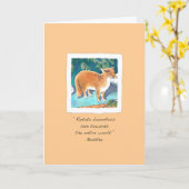 Carte Red Fox sur Pale Apricot Penser à vous (Fleur jaune)