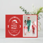 Carte Red Funny Llama Christmas Dit Vacances Photo (Debout devant)