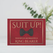 Carte Red & Gold Be My Ring Bearer Fun Bow Cravate (Debout devant)