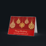 Carte Red Gold Brother & Soeur en droit Noël<br><div class="desc">Joyeux Noël pour la carte de beau-frère et de belle-soeur en rouge moderne avec des ornements dorés brillants.</div>