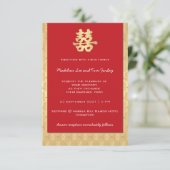 Carte Red & Gold Double Bonheur Chinois Mariage Invitati (Debout devant)