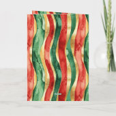 Carte Red Gold Green Stripes Noël (Dos)