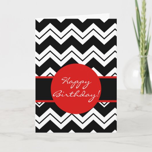 Carte Red Graphic noir & blanc Zizzag Chevron Anniversai (Devant)