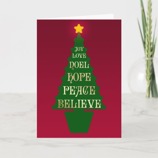 Carte Red, Green, Gold Christmas Tree Card (Devant)
