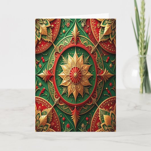 Carte Red Green Gold Decorative Holiday Card (Devant)