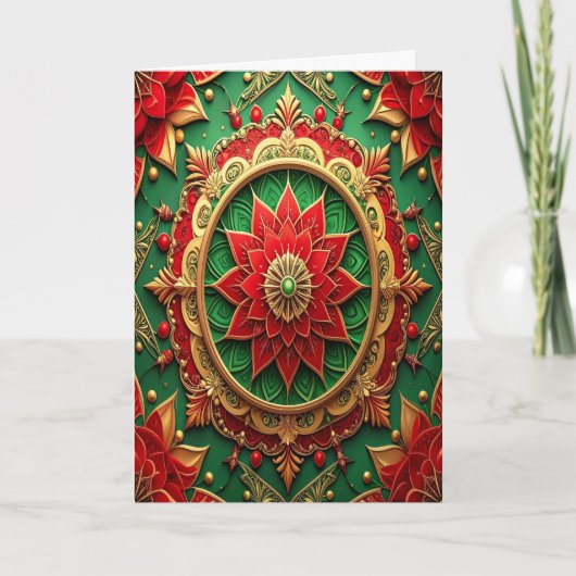 Carte Red Green Gold Decorative Holiday Card (Devant)