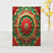 Carte Red Green Gold Decorative Holiday Card (Fleur jaune)