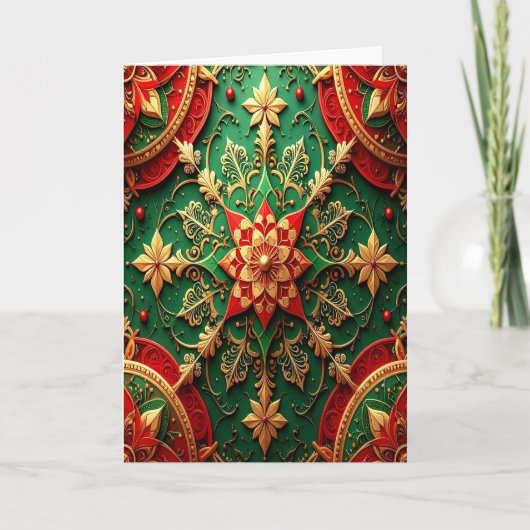 Carte Red Green Gold Decorative Holiday Card (Devant)