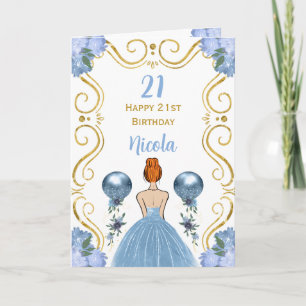 Carte Red Hair Princess Blue Joyeux anniversaire