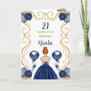 Carte Red Hair Princess Navy Joyeux anniversaire