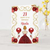 Carte Red Hair Princess Red Happy Birthday (Fleur jaune)
