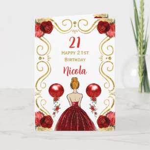 Carte Red Hair Princess Red Happy Birthday