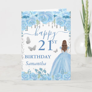 Carte Red Haired Princess Robe bleue Anniversaire