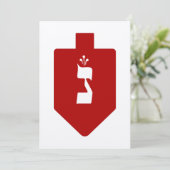Carte Red Hanoukka Dreidel w. LETTRE HÉBRAÏQUE NUN (Debout devant)