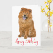 Carte Red Happy Birthday Chow Chow Chien Chien Chien Chi (Fleur jaune)