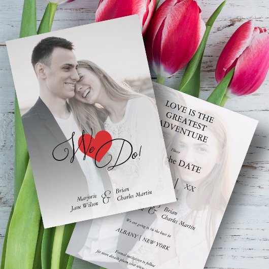 Carte Red Heart Classic Romantic Deux Photos Mariage
