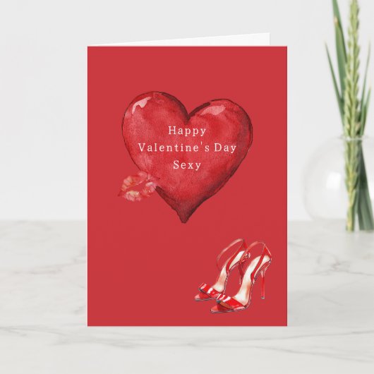 Carte Red Heart High Heels Kiss Valentine's Day (Devant)